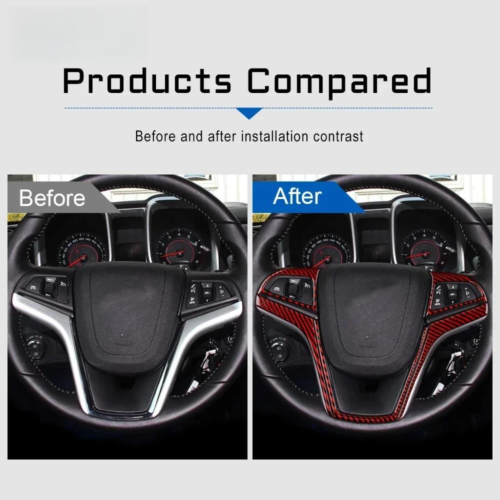 For Chevrolet Camaro 2013-2015 Carbon V-shaped Steering Wheel Button Trim Anti-scratch Interior Sport Decor Mod Car Accessories