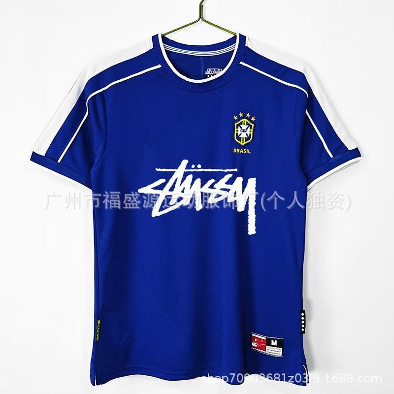 Retro Jersey Brazil Argentina Germany England Portugal Spain Signature Short Sleeved Football