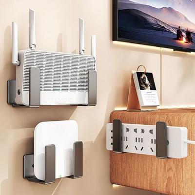 Držák napájecího proužku pro router na stěnu Bez vrtání Multifunkční stojan pro umístění Wifi Uhlíková ocel Prostorově úsporný Nástěnný nosný držák