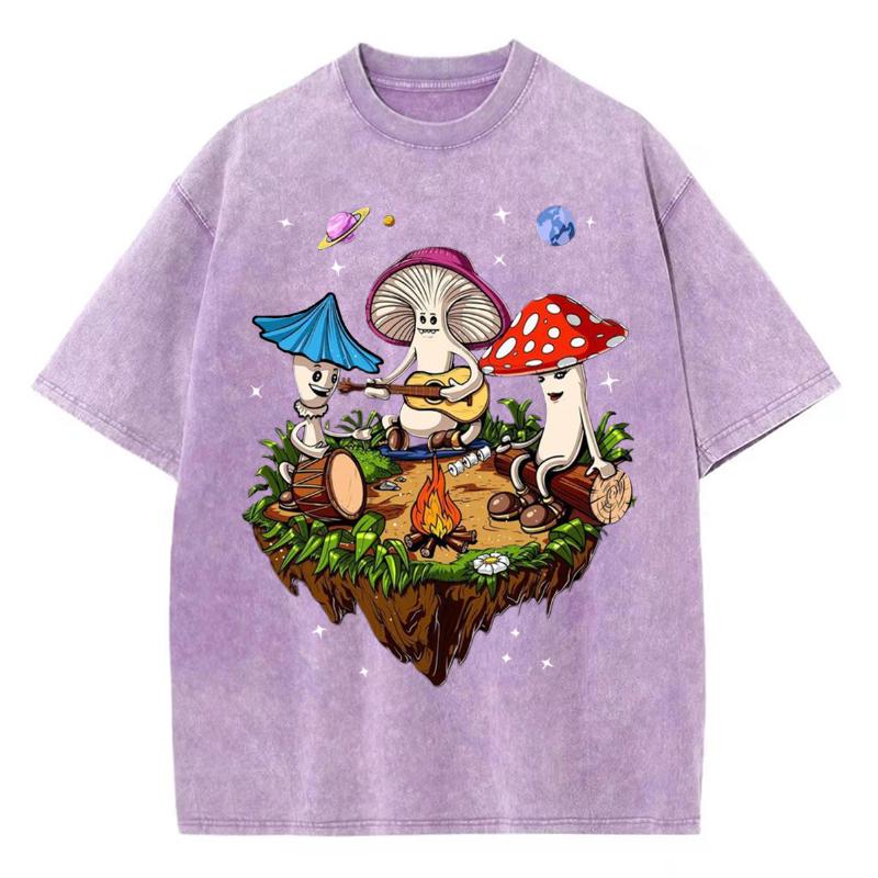

Женская футболка с красочным принтом грибов, в стиле сказочного фильма, летняя, нейтральной стирки, хлопковая, свободного кроя, с коротким рукавом, милая 3XL
