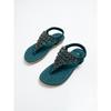 New Sandals with Hand Embroidered Thread, Rhinestones, Oversized Clip On Flat Shoes