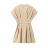 2024 Spring/Summer Khaki Pleated Short Dress for Women 8289