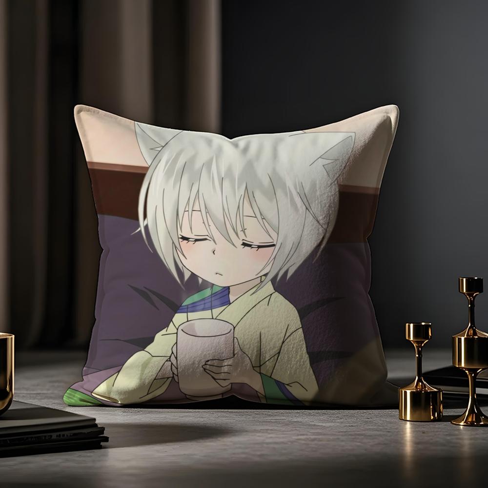 K-Kamisama Hajimemashita Cushion Cover Anti-dustmite Pillowcase Invisible Zipper Silky Short Plush Sofa Cushion Cover