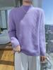 Women's Mink Cashmere Sweater, Semi-High Neck, Thick Loose Knit Pullover