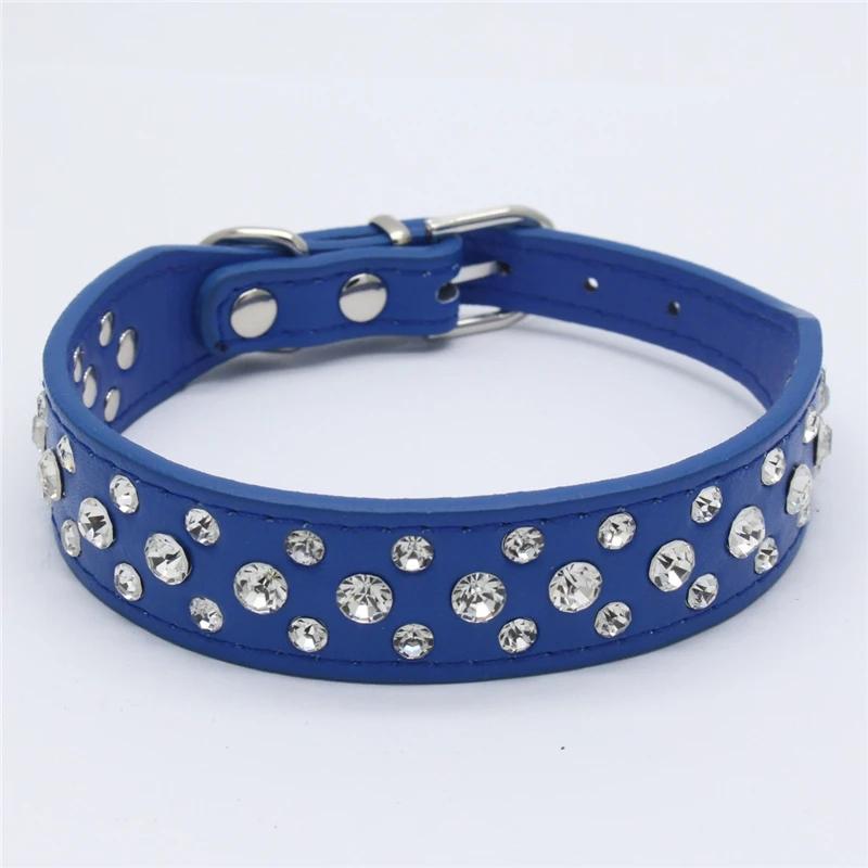 Adjustable Rhinestone Studded PU Leather Dog Collar for Small Medium Large Dogs Cats Anti-Bite Pet Neck Ring Pet Supplies