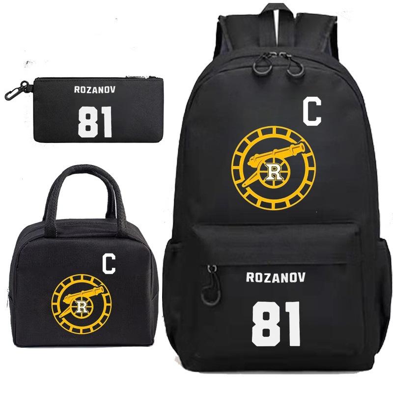 Large Capacity Schoolbag with Shoulder Strap; Student Three-piece Pencil Case Set