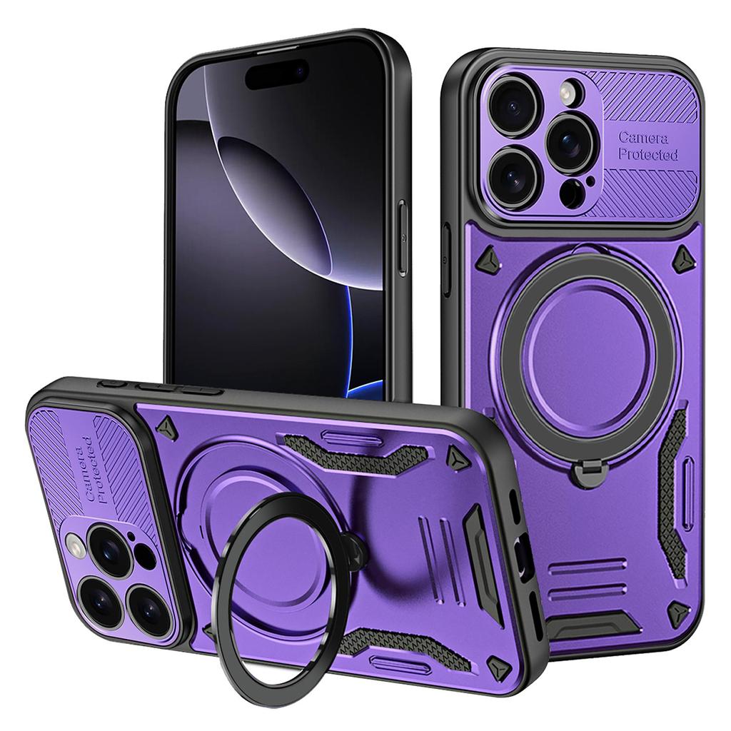 For iPhone 16 Pro Case Compatible with MagSafe Shockproof TPU + PC Phone Back Cover with Kickstand