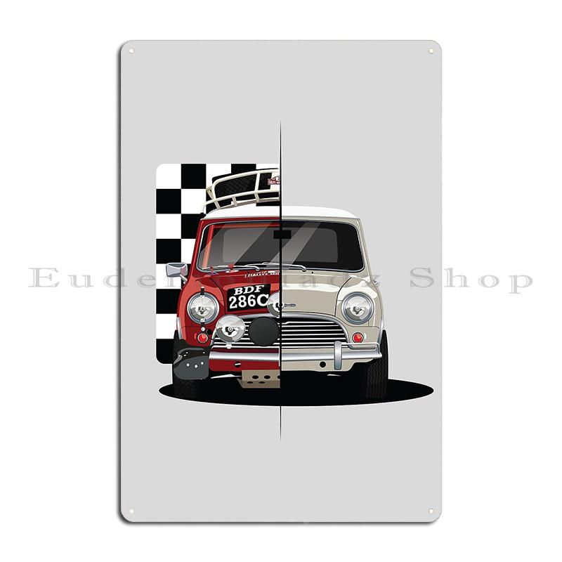 

Красный Остин Мини Мок Мини Раллийный автомобиль Металлическая табличка Стена Пещера Печать Гараж Украшение Паб Жестяная вывеска Постер 20x30cm