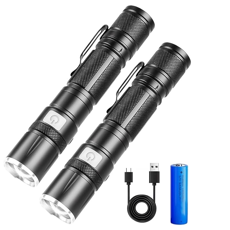 

Wataku Ryohin led flashlight [Set of 2] military Strongest 1200 lumens Telescopic zoom function super powerful lighting small size USB rechargeable