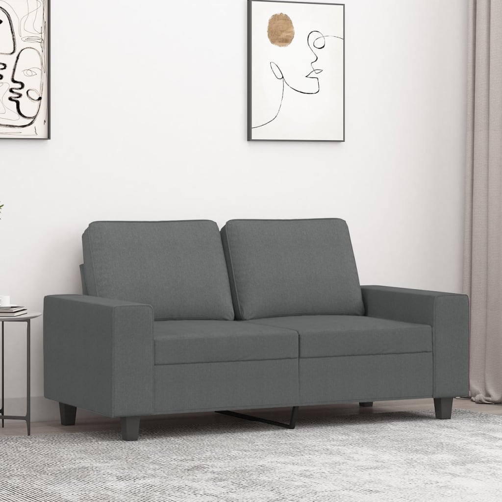Vidaxl 2-Seater Sofa, Dark Grey, 120 Cm, Upholstered In Fabric