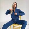 European-American Fleece-Lined Hooded Sweatshirt and Pants Set for Women - Autumn/Winter