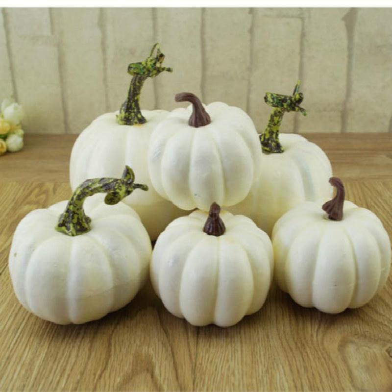 6Pcs Mini White Simulation Pumpkin Fashion Halloween Foam Craft Festival Supplies Decoration