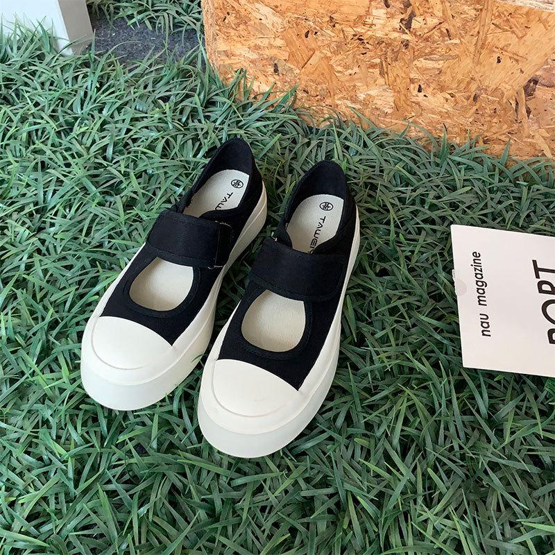 High-quality New Uniform Canvas Shoes Female Hong Kong Taste Niche Retro Big Head Shoes College Style Student Women's Shoes