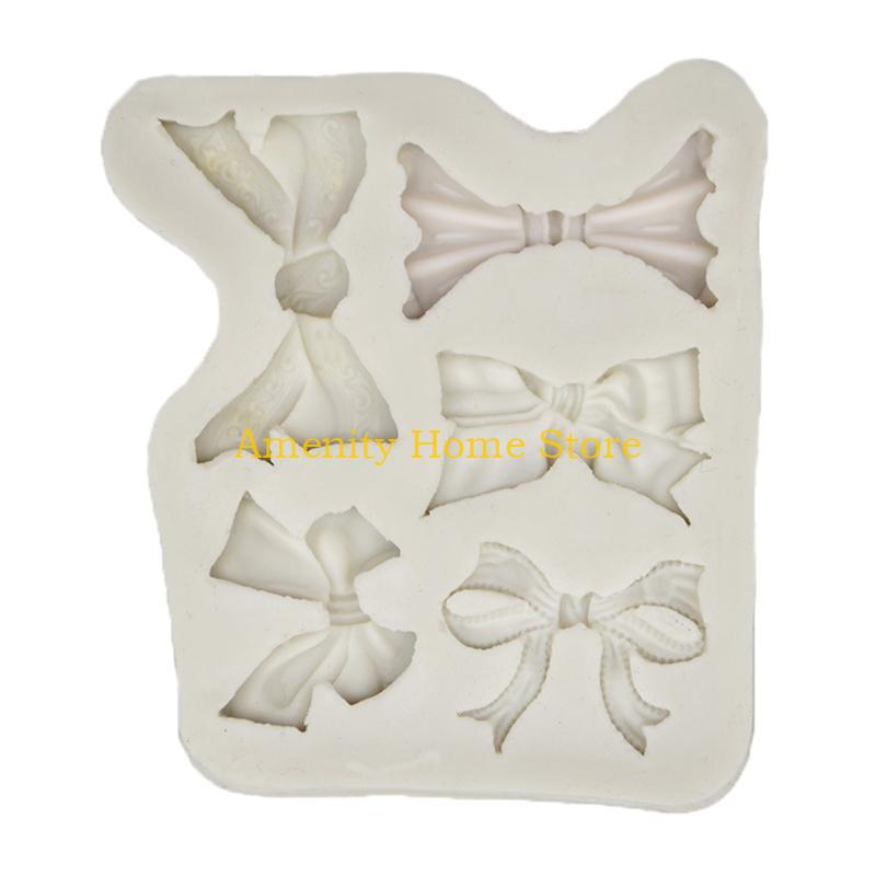 

F26C Bows Fondant Molds DIY Dessert Mould Bowtie Silicione Molds Chocolate DIY Kitchen Baking Silicone Mould for Cake Candy белый