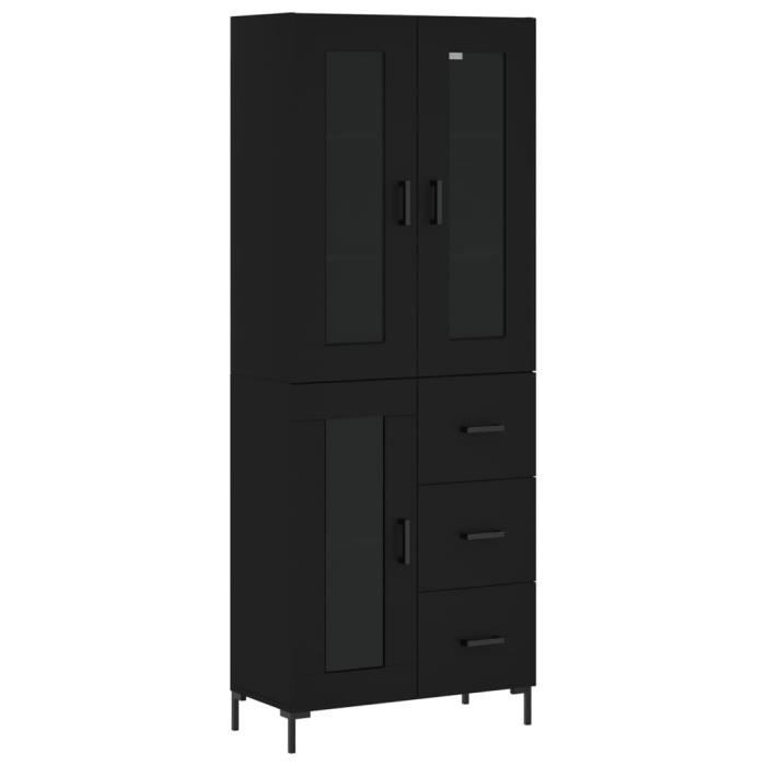 VidaXL Buffet haut Noir 69,5x34x180 cm Bois d'ingénierie 3198594
