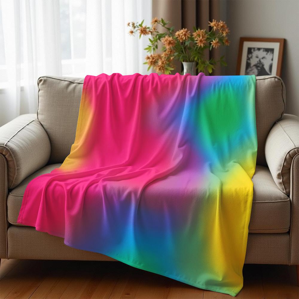 Neon Blurry Gradient Soft Flannel Blanket Breathable Warm Throw for Office Car Sofa Kids Room Birthday Xmas Gift