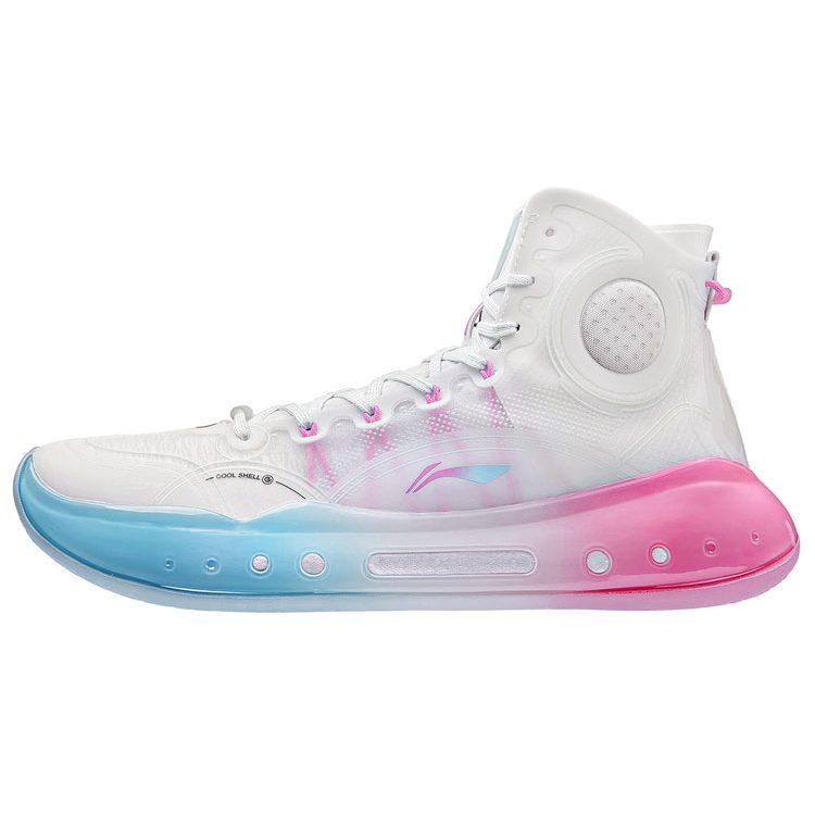 Li Ning YuShuai 14 Boom Basketball Shoes Men's High Top Standard White/Moon White Blue ABAQ033-22