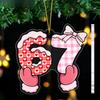 Valentine's Day 67 Number Acrylic Ornament - Transparent Pendants, Drops & Finials with 67 Pattern - Romantic 6 & 7 Couple Symbol 