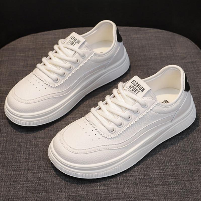 Fashion Fashionable White Sneakers 2025 New Autumn Women's Casual Shoes Breathable Lace Up Tennis Sneakers Women Flat Shoes White Flats