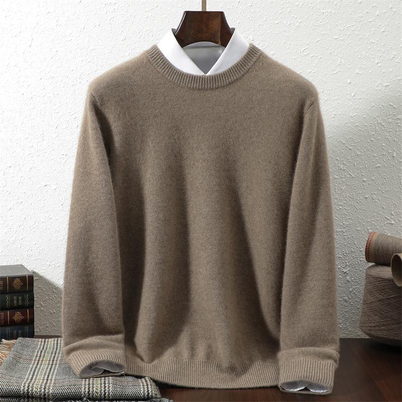 Autumn And Winter Thickened Pullover Men'S 100% Pure Cashmere Shirt Loose Warm Cashmere Knitted Bottoming Sweater