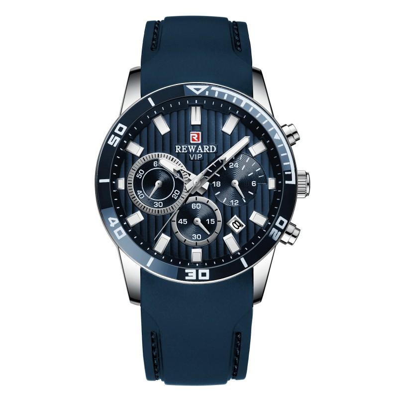 Mens Sport Watch With Silicone Strap Chronograph Date Luminous 30M Waterproof Alloy Case 44mm Quartz