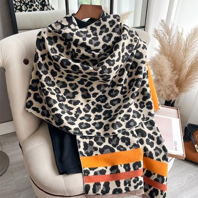 Herbst Und Winter Leopardenmuster Selbstbewusste Damen Imitation Kaschmir Langer Verdickter Warmer Schal Klimaanlagen Schal Schal