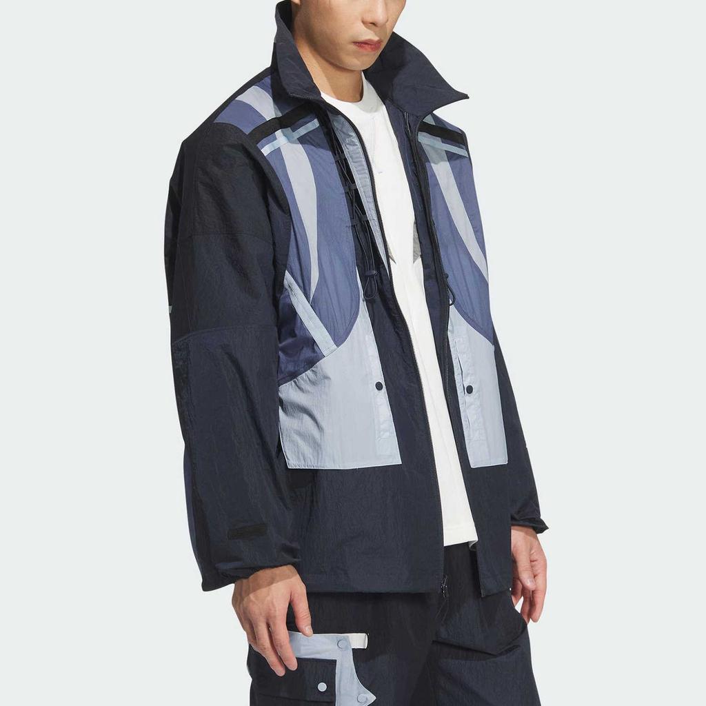 Adidas SS25 Comfortable Breathable Soft Skin-Friendly Jacket Unisex Jacket Aurora-Ink-Blue Bright-White JM8622