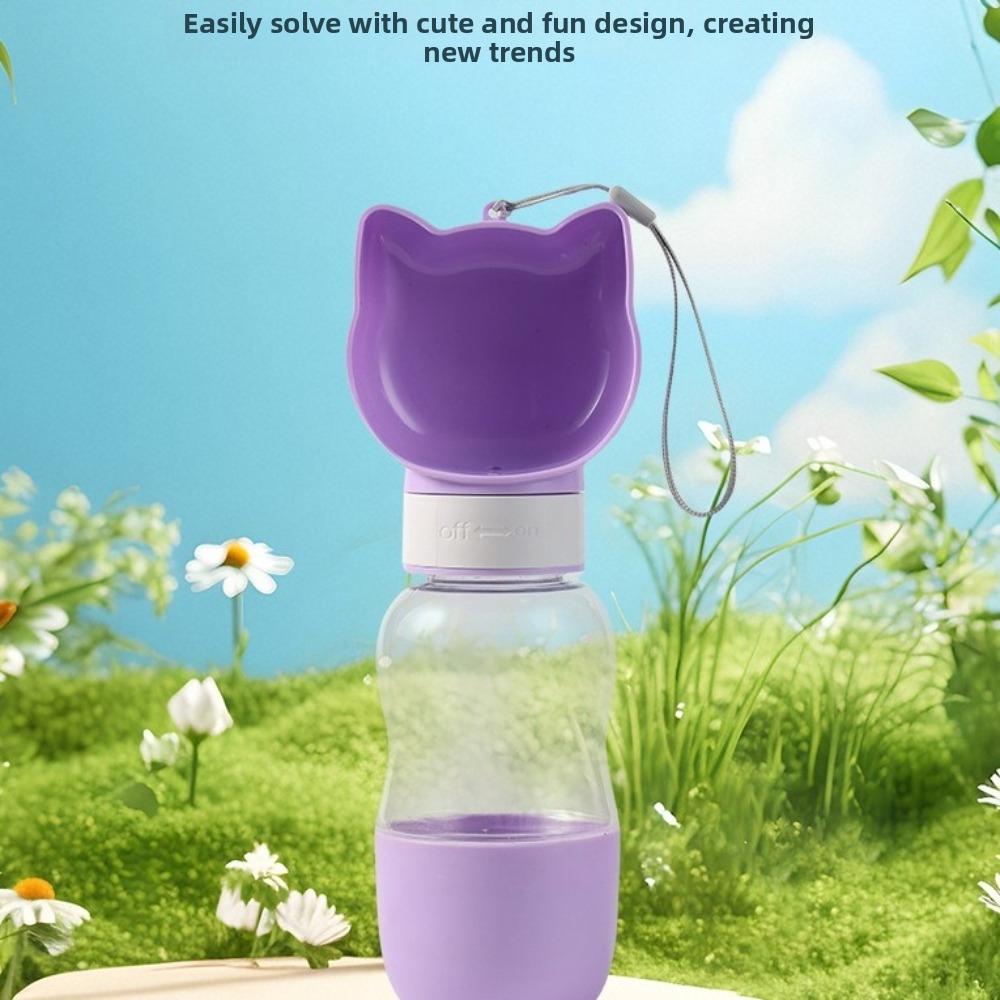 Multi-functional Cat Ear Shaped Pet Water Bottle 2 In 1 Dog Water Bottle Drinking Bowl Camping