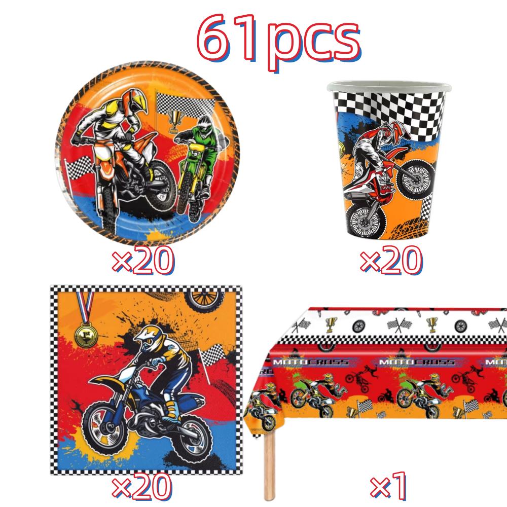 Motorcycle Birthday Party Decoration Motocross Race Tableware Cup Plate Balloon Tablecloth For Kids Boys Party Favors Gift
