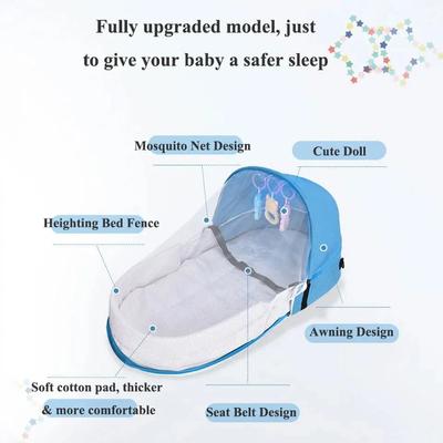 Babybett Faltbares Tragbares Babybett mit Netz und Verdeck Babynest Tragbares Babybett für Camping Säuglingsbett Babywiege für Baby