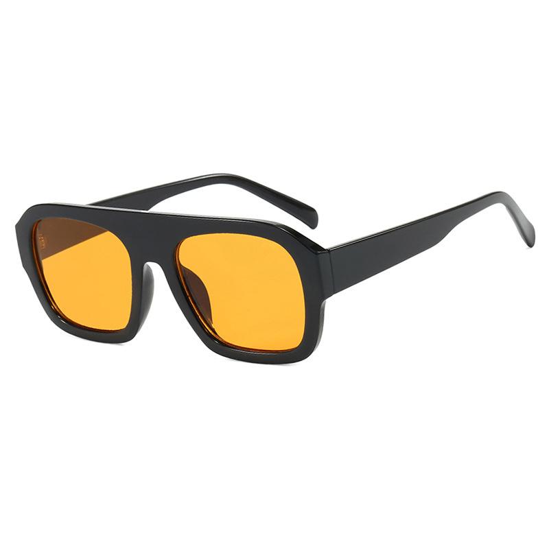 Luxury Square Sunglasses For Women New Vintage Thick Frame Leopard Orange Sun Glasses Female Fashion Polygon Flat Top Eyewear