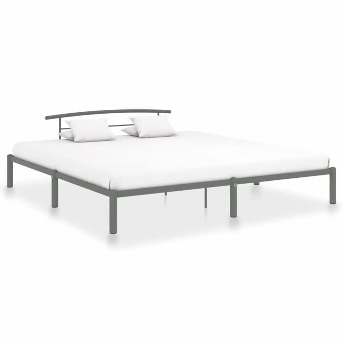 VidaXL Cadre de lit Gris Métal 180 x 200 cm