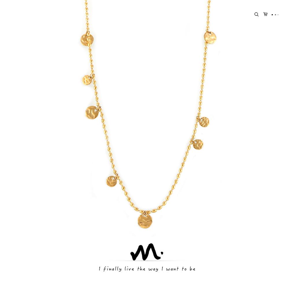 

INS French Cross-Border Geometric Tassel Pendant Necklace, 18k Gold-Plated Titanium Steel