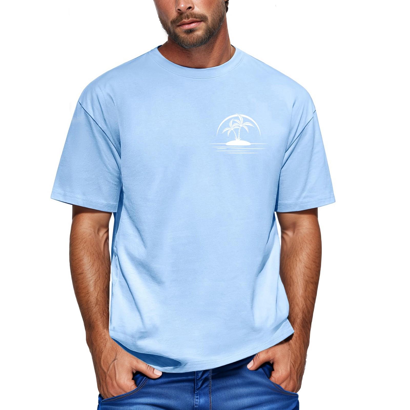 Summer Men s Popular T-shirt Printed Round Neck Short Sleeve T-shirt M