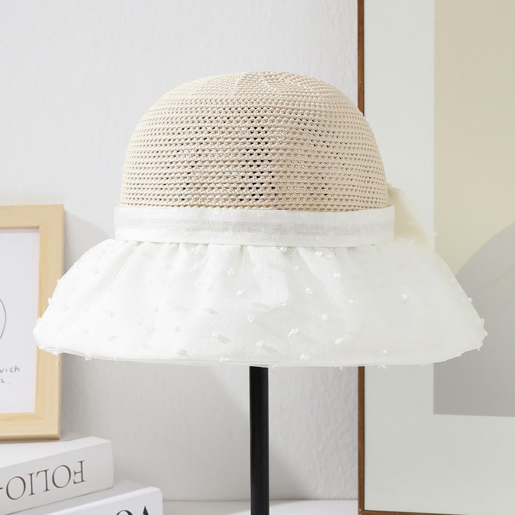 Summer new hat women's outdoor sun hat polka dot seersucker sun hat face bucket hat foldable