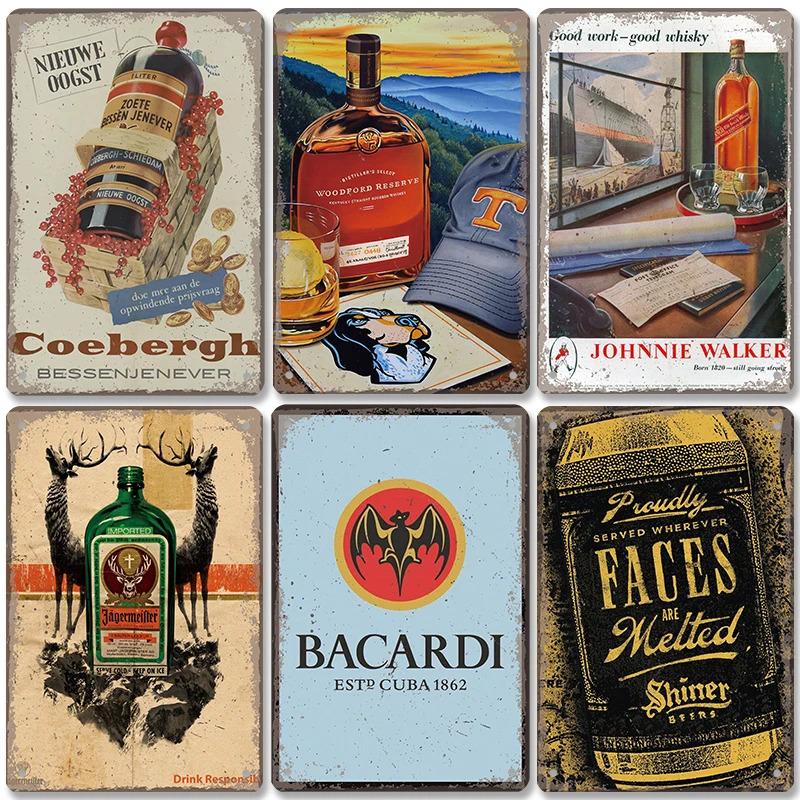 Rum Brand Plaque Vintage Metal Tin Signs Captain Mermaid Metal Poster Retro Wall Art Decor for Bar Pub Club Living Room Home