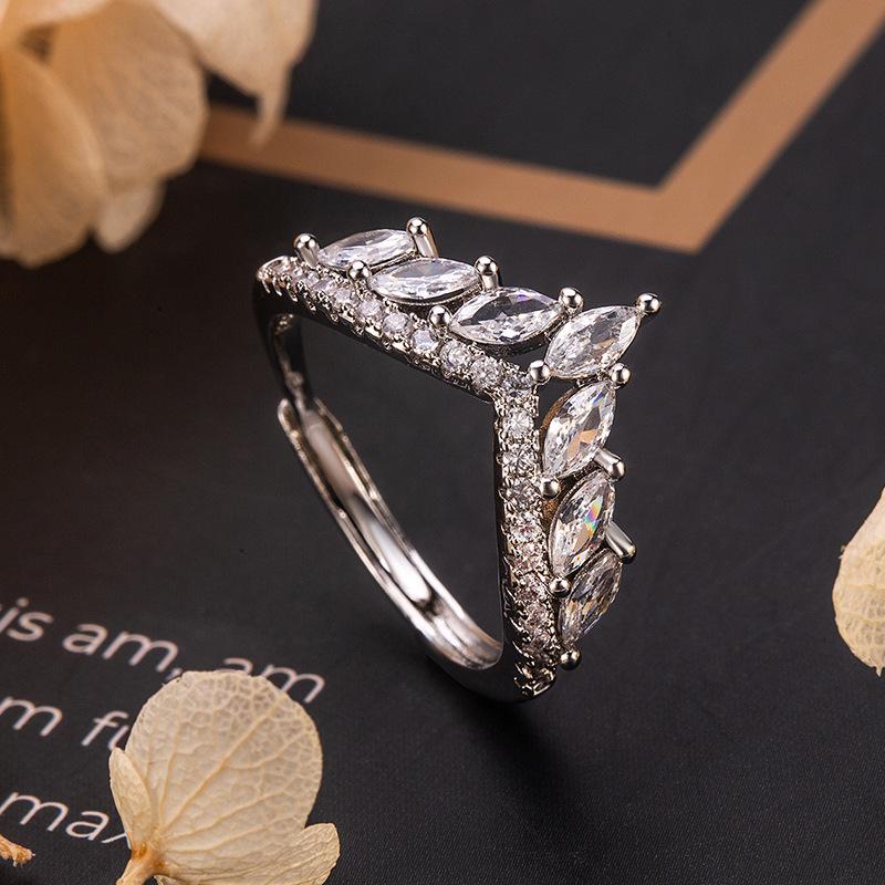 Marquise-Cut V-Shaped Diamond Simulated Ring Set for Women