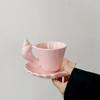 Kreative Rosa Meeresschnecke Keramik Kaffeetasse und Untertasse Restaurant Geschäft Teetasse Geschirr Geprägte Muschel Tasse Frühstück Milch Tasse