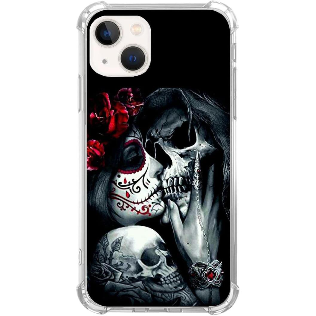 

Чехол для телефона Kiss Skull для iPhone 14, Крутой чехол-скелет Sugar Skull Girl для девушек, женщин, мужчин, Уникальный модный чехол-бампер из ТПУ для iPhone 14