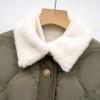Rhombus Autumn and Winter New Product Lapel Plush Collar Fashionable Korean Tooling Jacket Loose Down Jacket Women