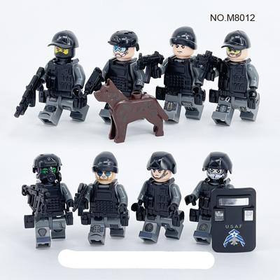 M8012 karinio bloko veiksmo figūrėlė Policijos šuns mažų dalelių surinkimo žaislas