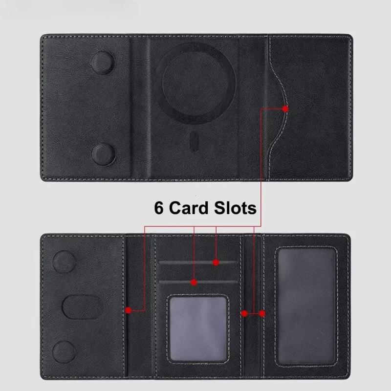 Trifold Magnetic Phone Wallet PU Leather Card Bag Magnetic Card Holder Wallet Storage for IPhone16 15 12 13 14 Pro Max Plus Mini