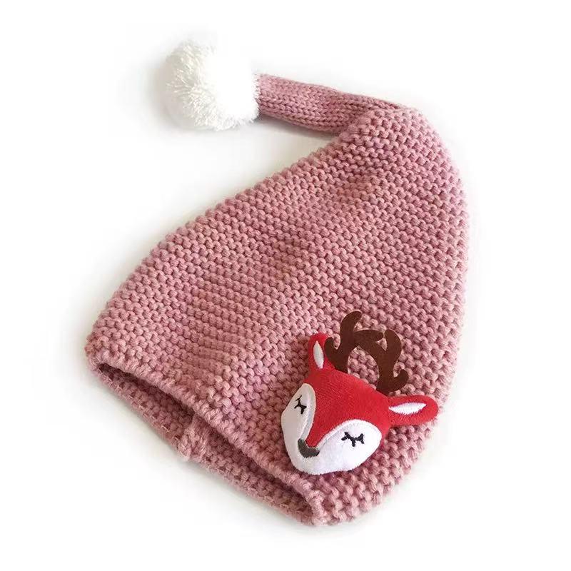 Trendy Cute Christmas Knitted Hat for Kids - Warm Woolen Beanie in Candy Colors for Autumn & Winter