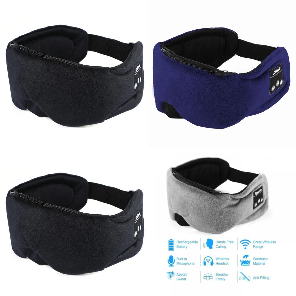 Light Blocking And Noise Reducing Plush Sleep Eye Mask With Bluetooth Earphones For Rest And Phone Calls