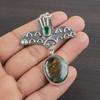 Natural Chrysocolla Gemstone 925 Sterling Silver Jewelry Designer Pendant 2.47" AJP-2329