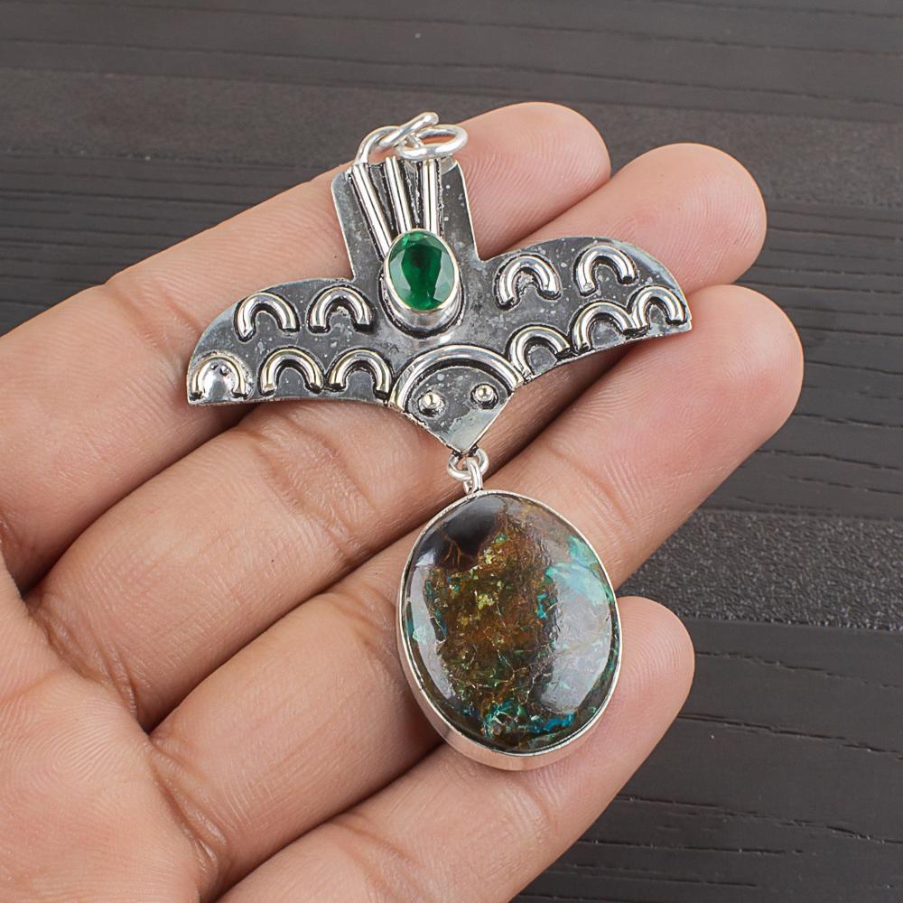 Natural Chrysocolla Gemstone 925 Sterling Silver Jewelry Designer Pendant 2.47  AJP-2329