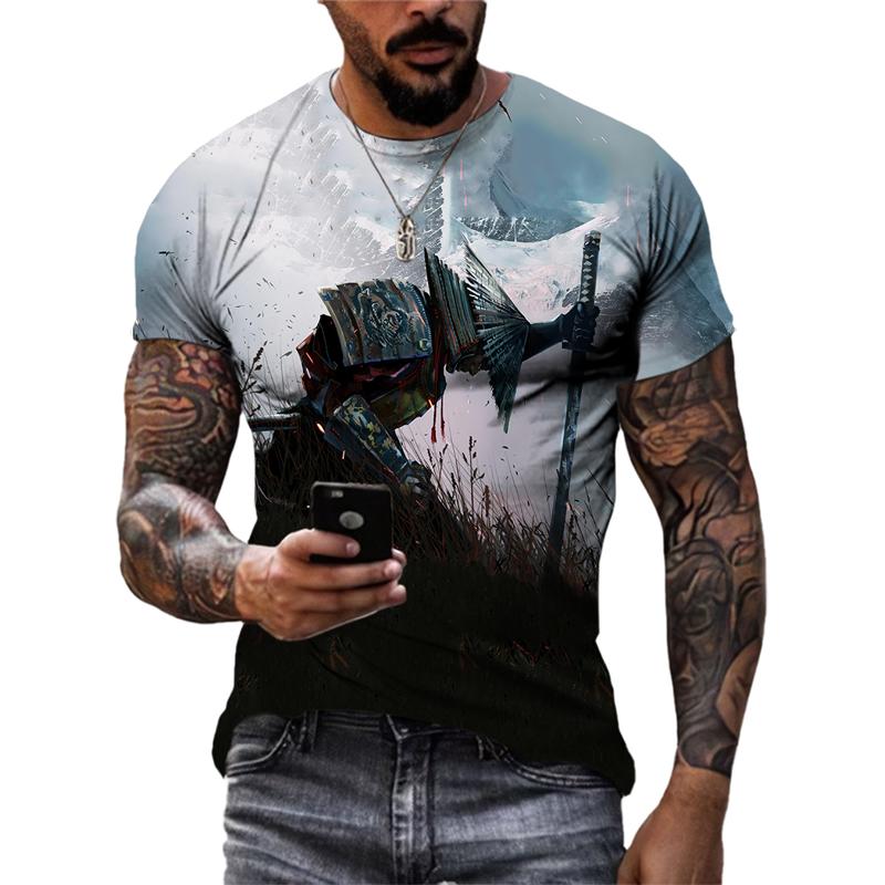 Estate Retro Cool Warrior magliette grafiche per uomo Moda Casual Personalità Tough Guy 3D stampato O-Collo Manica corta Tees Tops