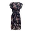 Women's Fashion Slim Sweet Sleeves Waist Floral Pleated Waist Dress