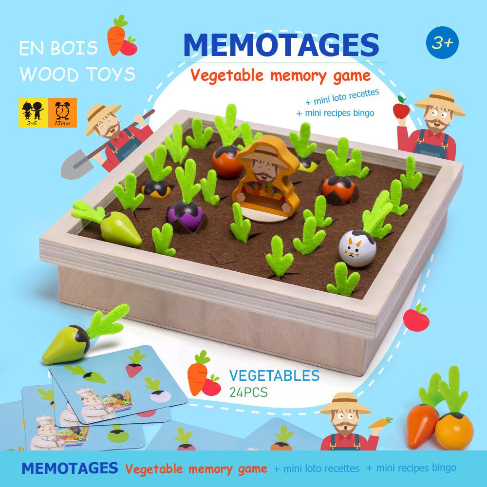 Houten wortelgeheugen oogst spel Montessori speelgoed, radijzen vorm kleur sorteren bijpassende educatieve speelgoed, fijne motoriek cadeaus voor kinderen van 2+