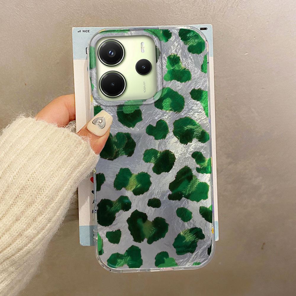 Pink Green Leopard Print Women Phone Case for Xiaomi Redmi Note 14 13 12 11 11S 10 10S 8 9 Pro 15C 9C 13C 14C A3 A3X 9C A1 Cover